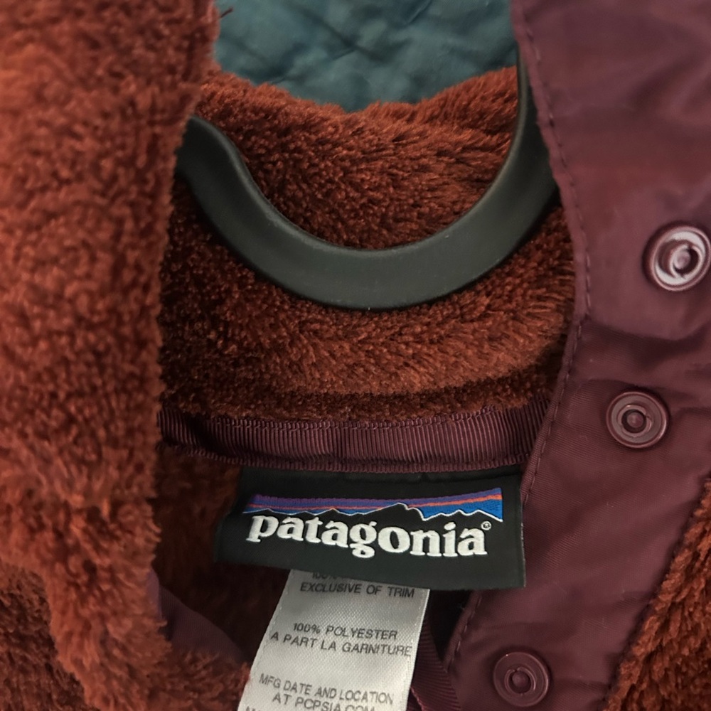 Patagonia Plush Fleece Jacket - Rust Brown with Maroon Trim